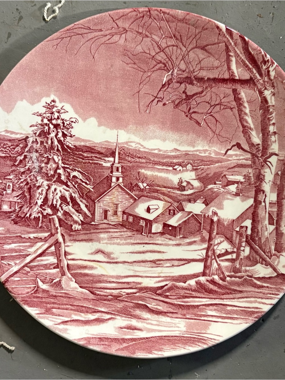 Wedgwood Transferware Winter Village Scene Plate